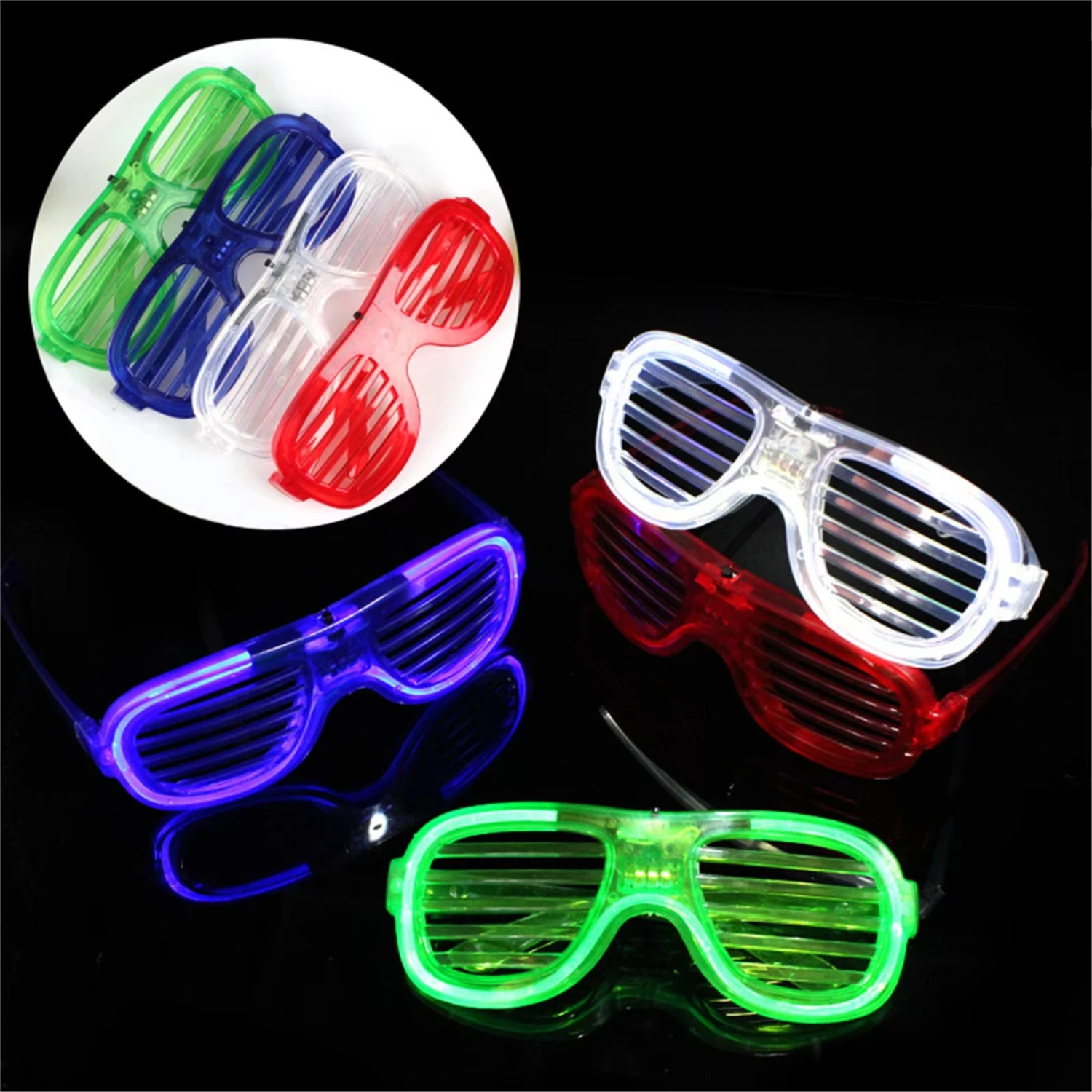 2pcs Led 6 Colors Light Up Shutter Shades Glasses Light Sunglasses Party  Display Favors