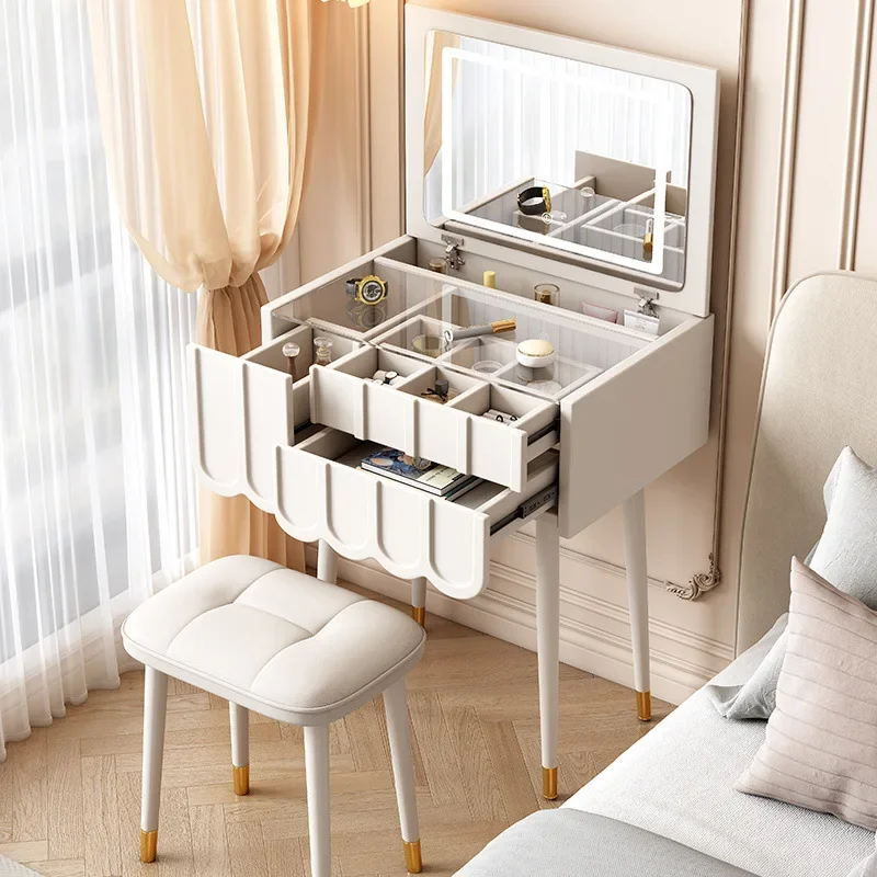 Cream Wind Flip Dresser Small Bedroom Modern Simple Multifunctional Storage Cabinet Makeup Table Rental House Spot