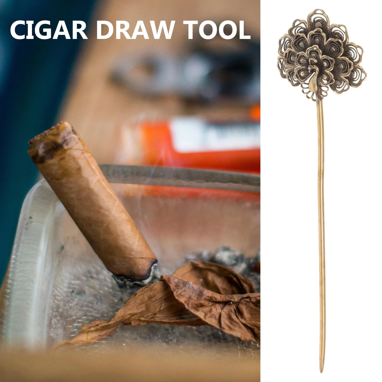 

Draw Tool Retro Copper Cigar Poker Stick For Smooth Airflow Creative Design Cigar Drill Dredge Tool Home Daily Use