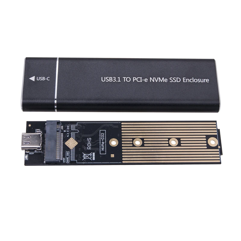 

M.2 Enclosure SSD Case M2 SSD Adapter M2 to USB C Board Aluminum Box RTL9210B Chip Support 2230 2242 2260 2280 M.2 NVME SATA SSD