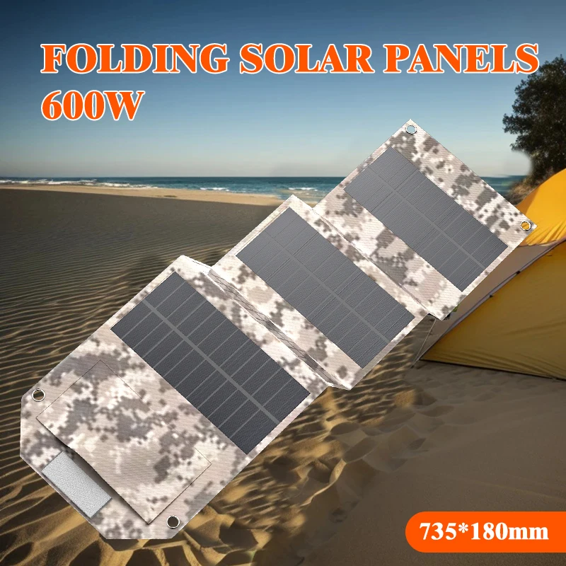 

5-Fold 600W Solar Panel Efficient Power Generation, Camping Emergency Power Supply,Self-Driving Tour Mobile Charging Equipment