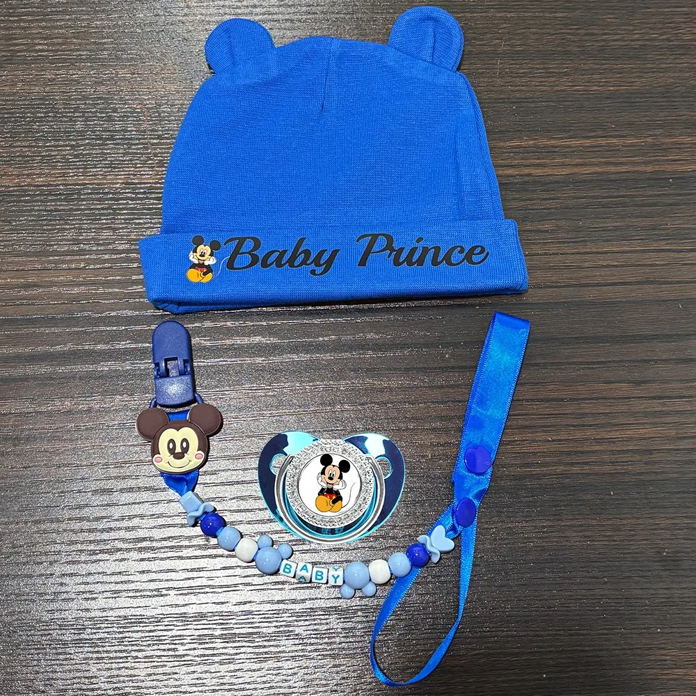 Newborn Pacifier & Baby Chain Clip / Newborn Hat Baby Boy / Girl Nipple Newborn Pacifier Cute Gift Card Adorable Photo Set view 5