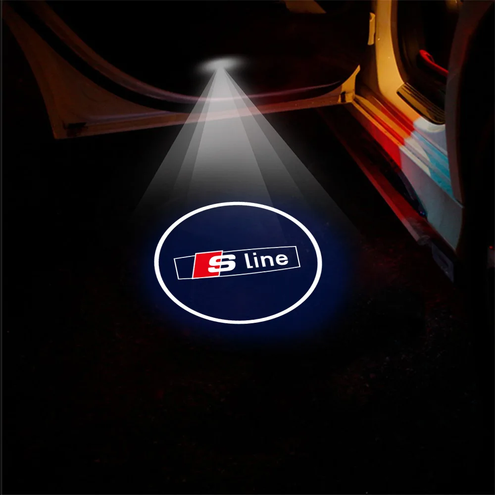 1/2 Stück LED Auto-Logo-Türprojektorlampe Autozubehör für AUDI QUATTRO Sline A1 A2 A3 A4 B8 8P A5 A6 Q3 Q5 Q7