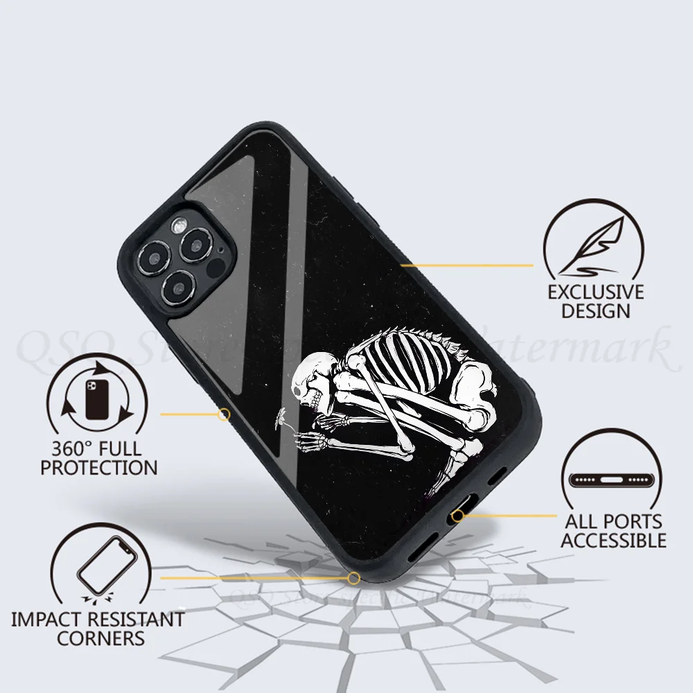 Artistic Funny Skeleton Skull Phone Case Strong Magnetic For IPhone 15 14 13 Pro Max 11 12 Mini For Magsafe