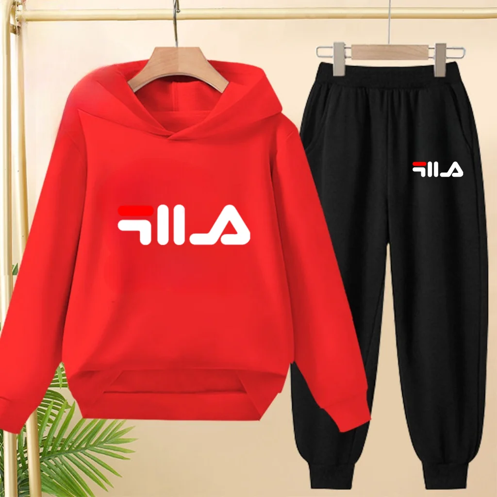 Children's Sportswear, Hooded Sweatshirt + Long Pants Set. Both Boys and Girls Like Loose Sets Up to 13-year-old Children's Sets