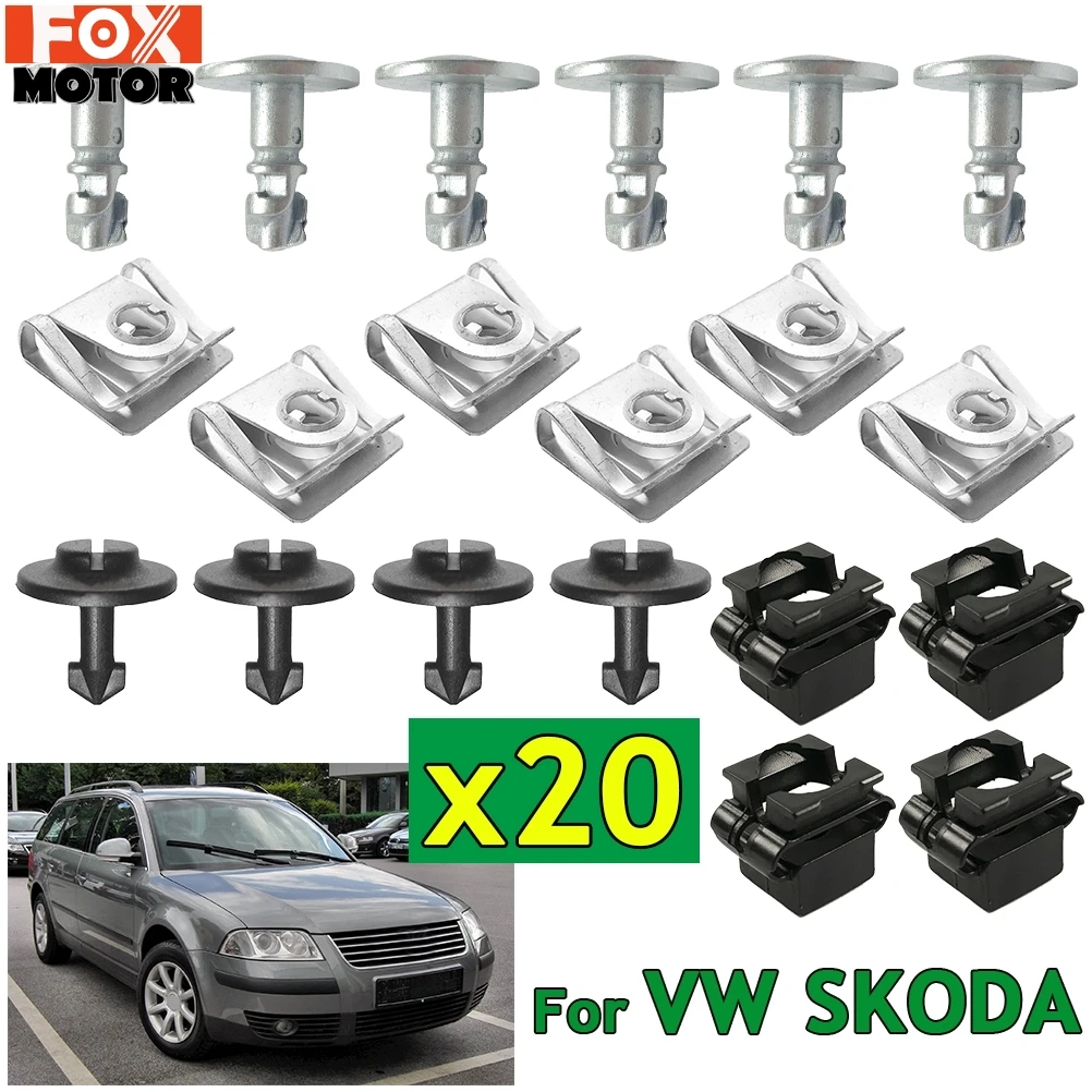 20X Under Engine Gearbox Cover Clip Kit Undertray Shield Body Fastener Screw For VW Passat B5 SKODA Superb I 8D0805121 8D0805960