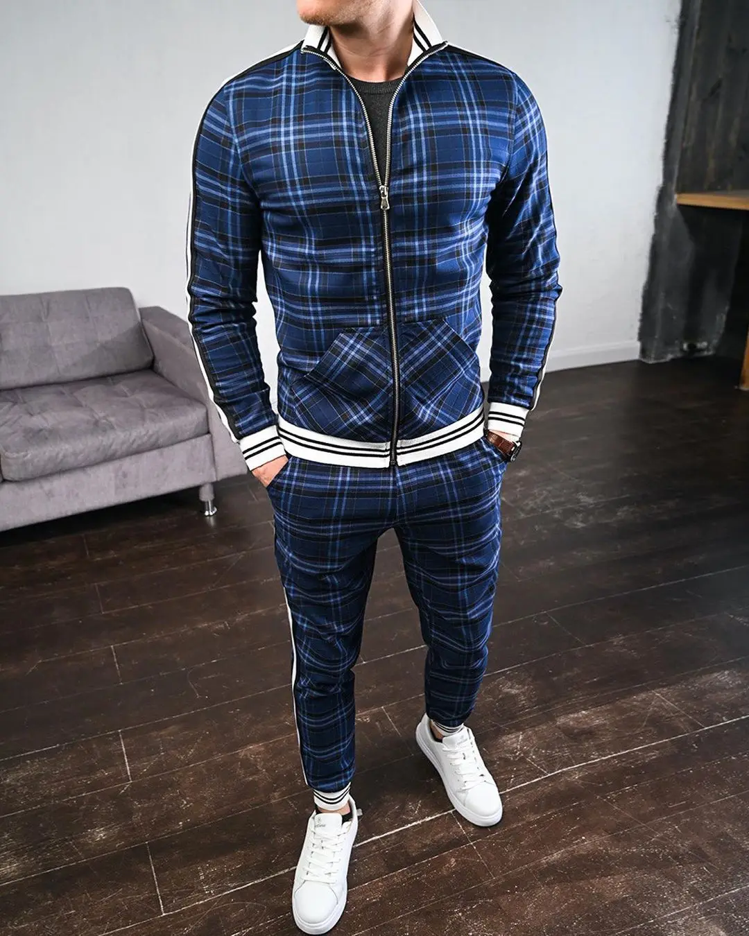 

2020 Men's Casual Sportswear Set Large Size Two-Piece Suit Autumn Leisure Faion Brand Tagkita Long Sve Jaet And Pants