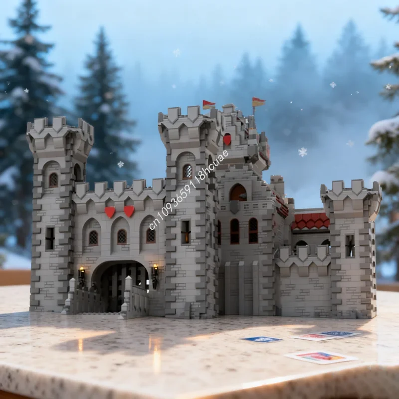 

10007 деталей MOC: Замок Красных Львов II – Архитектурная модель для сборки, конструктор, развивающая игрушка, подарок на Рождество