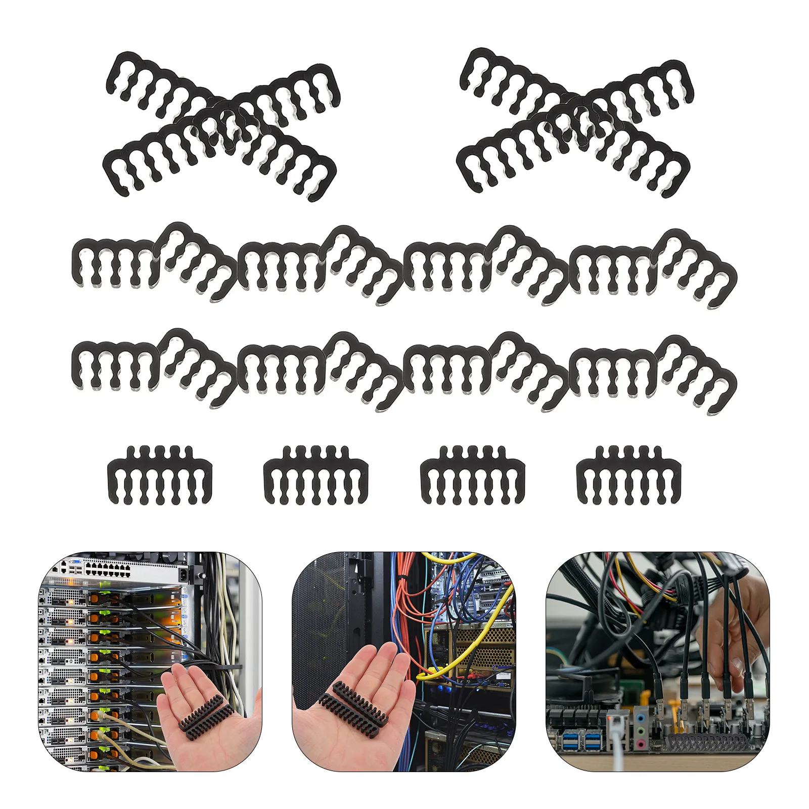 

24Pcs Pc Power Cord Comb Kit Cable Management Organizer Wire Combs Desktop Cable Ties Neat Computer Setup Cord Organizer Tool