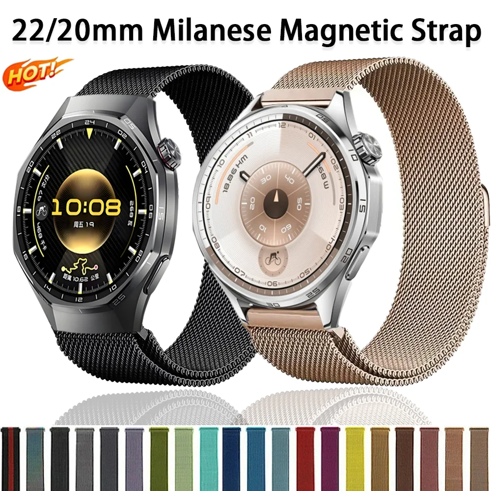 Cinturino milanese da 22 mm 20 mm per Huawei Watch 5 4 GT6 GT6 Pro GT5-4 Bracciale magnetico da 46 mm Samsung Galaxy Watch 7 6 5 4 44/40 mm
