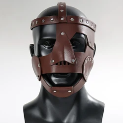 Medieval Warrior Gladiator Leather Mask Cosplay Roman Egyptian Myth Soldier Retro Helmet Halloween Carnival Party Costume Props