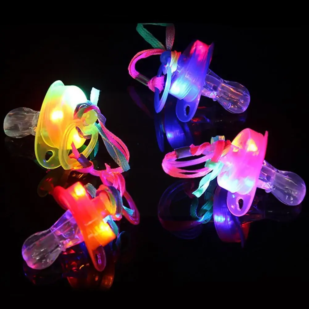 Interesting Colorful Creative Luminous LED Soother Soft Light Toy Necklace Whistle Pacifier Led Light Glowing Flashing Cheer Toy