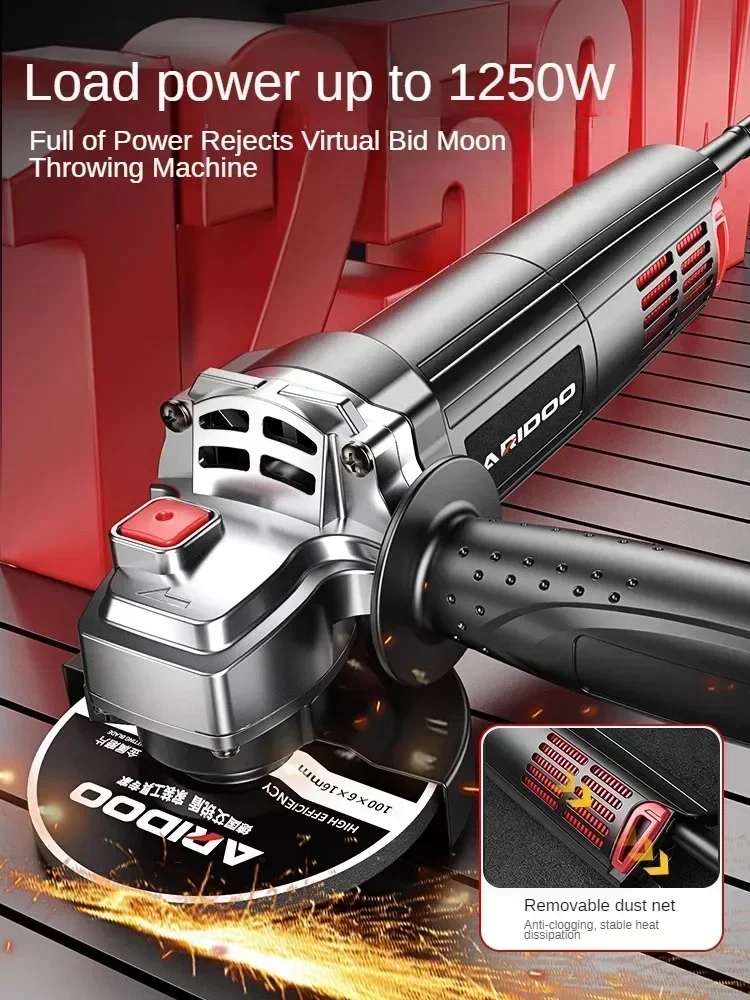 Moedor angular portátil 220V com rebolo e almofada de polimento para corte e moagem de metal