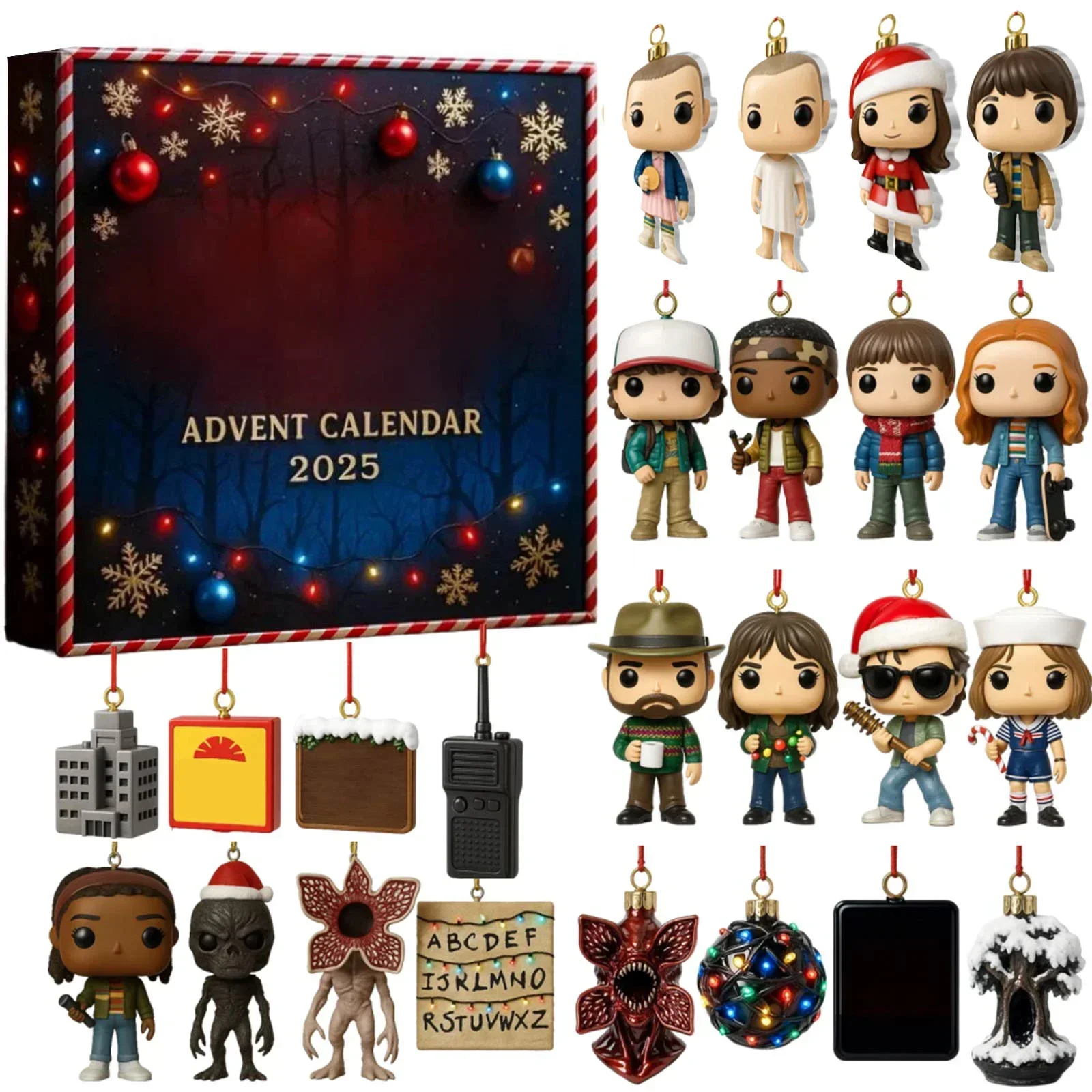 Stranger Christmas Set - 2d Acrylic Ornament & Collectible Advent Calendar | The Ultimate Fan Bundle for Exclusive Tv Show Merch