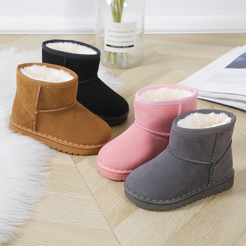 

Children Snow Winter Boots for Boys Girls Little Toddler Kids Thermal Boots Ankle Warm Classic Suede Flock Fashion Non-slip Soft