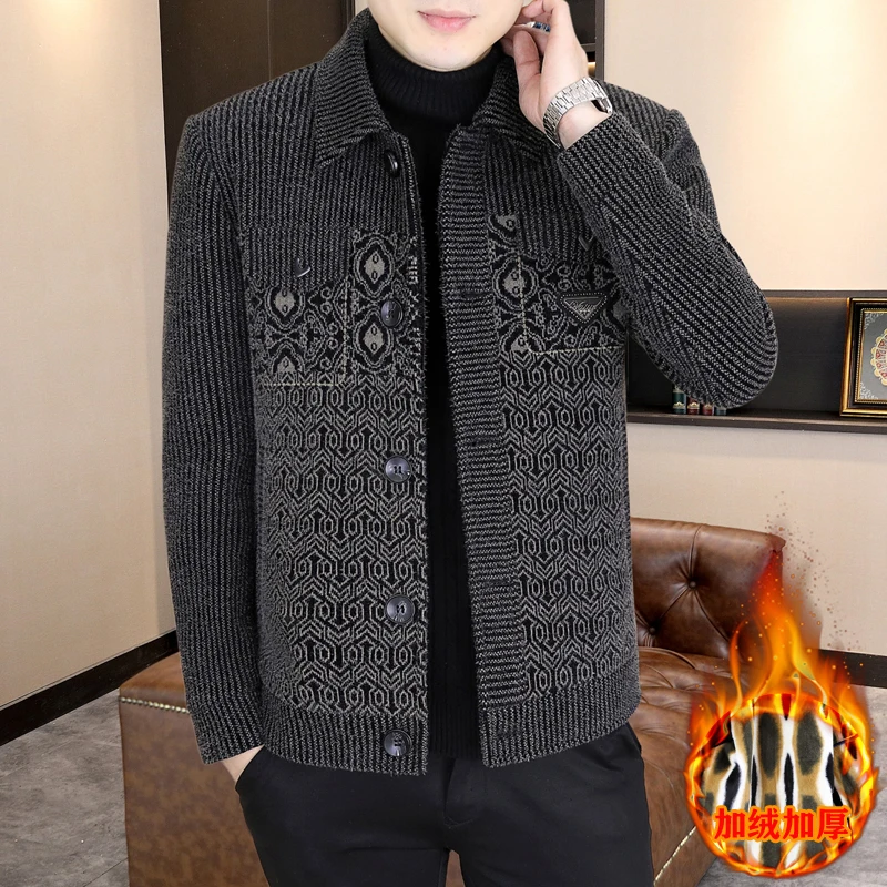 

Winter Men's Thick Warm Woolen Jacket Fashion Lapel Casual Woolen Blend Coat Business Social Outdoor Windbreaker Men Clothing