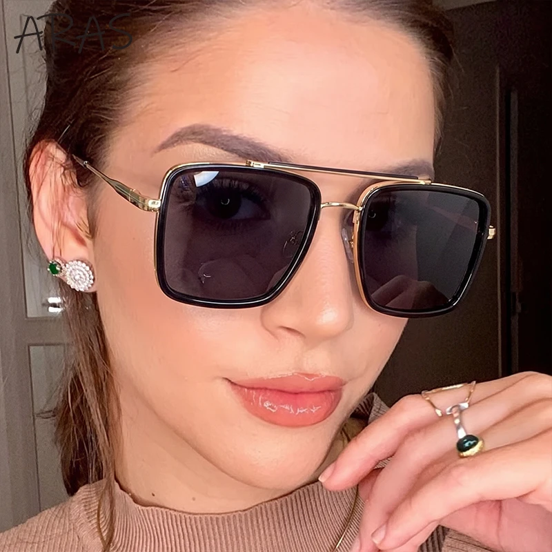 

Oversized Square Sunglasses Women Big Frame 2026 Luxury Designer Retro Vintage Metal Sun Glasses Steampunk Double Bridge Eyewear