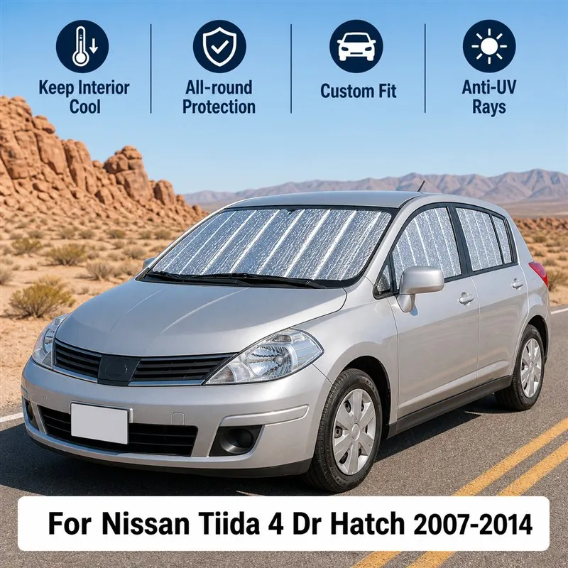 For Nissan Tiida 4 Dr Hatch 2007-2014 Full Set Car Window Sunshades UV Block Privacy Heat Insulated Foldable Car Curtain