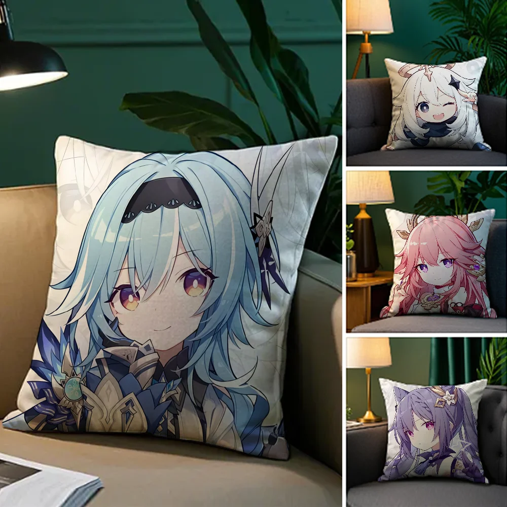 

Милая наволочка с рисунком Honkai Impact, уютная плюшевая наволочка с двусторонним принтом — домашний подарок для декора спальни