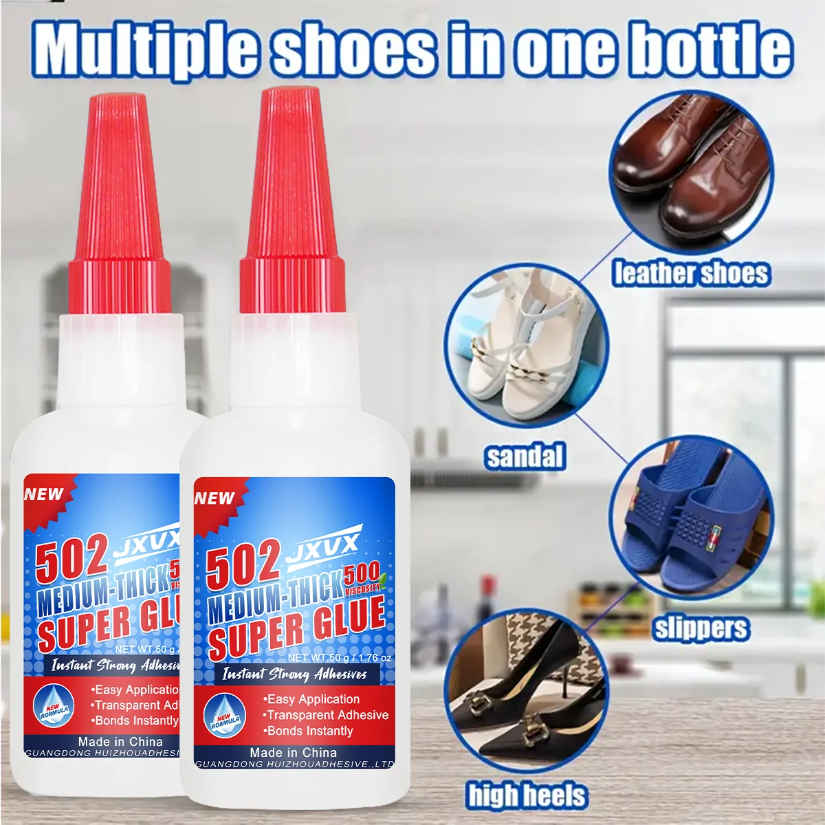 50g 502 Instant Cyanoacrylate Super Glue, Professional Shoe Repair Glue, Strong Adhesive, Boots, Leather, Quick Repair Glue, Waterproof Multipurpose Repair Liquid Glue