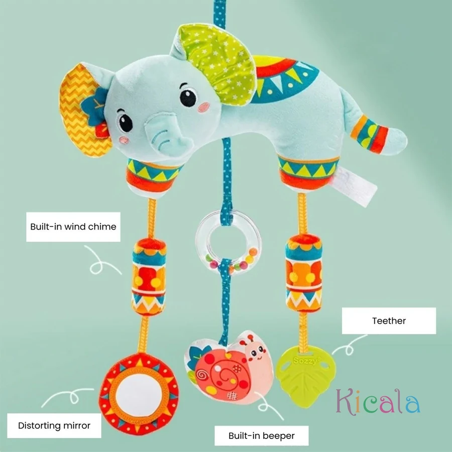 Giocattolo per bambini Seggiolino auto Passeggino Giocattoli Appesi Culla di peluche Campana colorata Morbidi sonagli sensoriali per bambini Massaggiagengive per bambini 0-12 mesi Regali