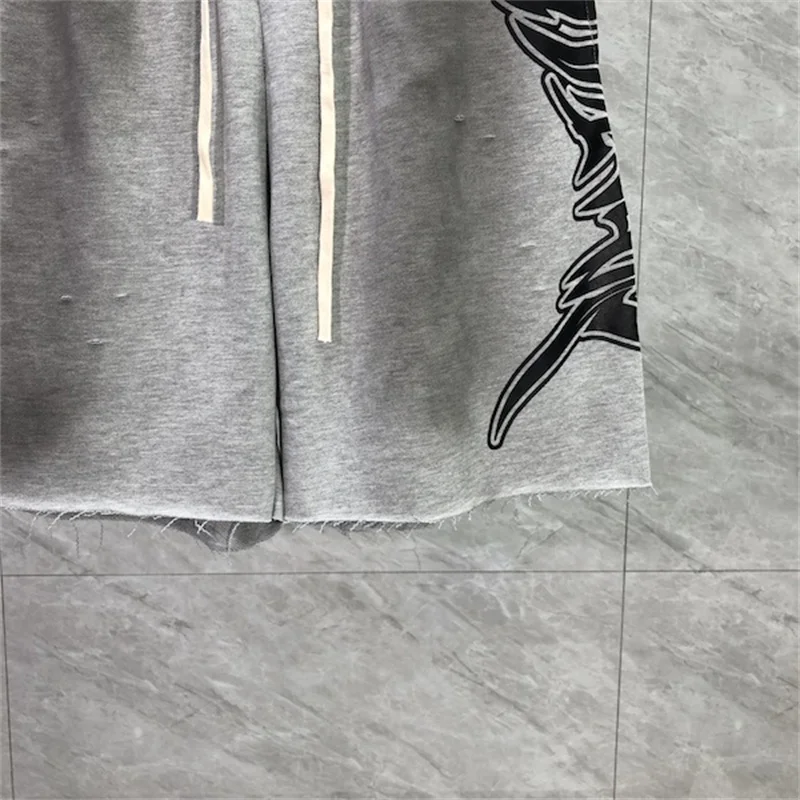 Retro Letter Printed Mixed Emotion Shorts Ripped do old looped Pants Men's Women's Capri Short Sweatpants Couple Trourers