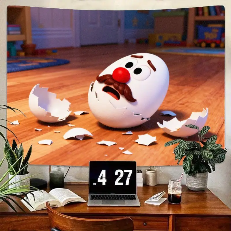 

1 шт. «Кот в сапогах», Humpty Dumpty, забавное потрескавшееся яйцо, гобелен, современное полиэстеровое настенное искусство для гостиной, спальни, общежития, декор, подарок для Mov