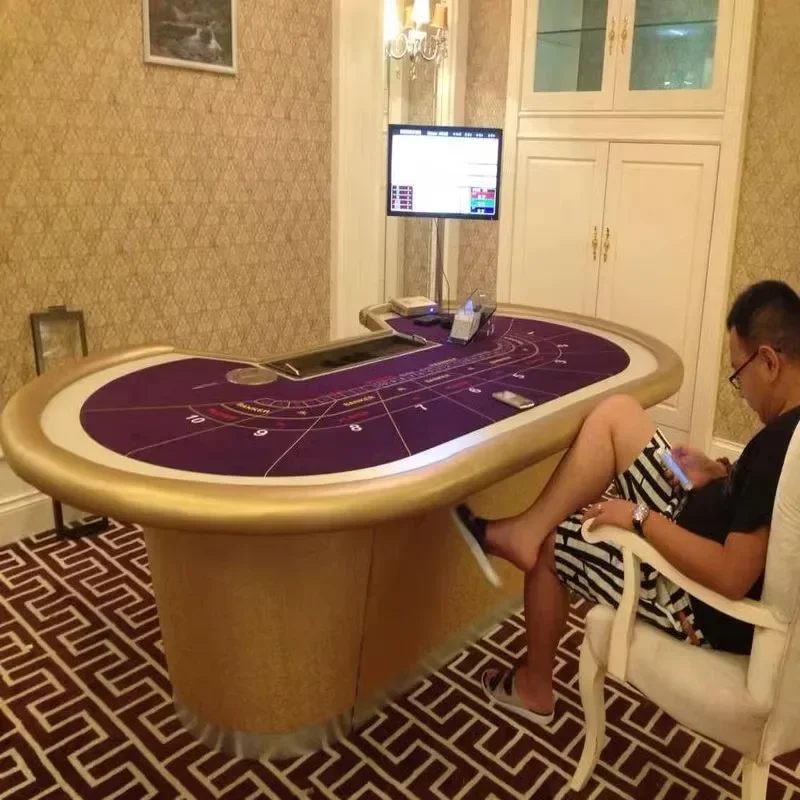 A  Deluxe 9-person poker  Texas hold'em professional table, chip table, props, event table, entertainment  chip coin