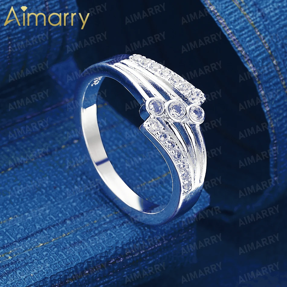 925 Sterling Silver 7-10# Multi-layer Staggered AAA Zircon Ring High-quality and Fashion Jewelry for Women's Banquets