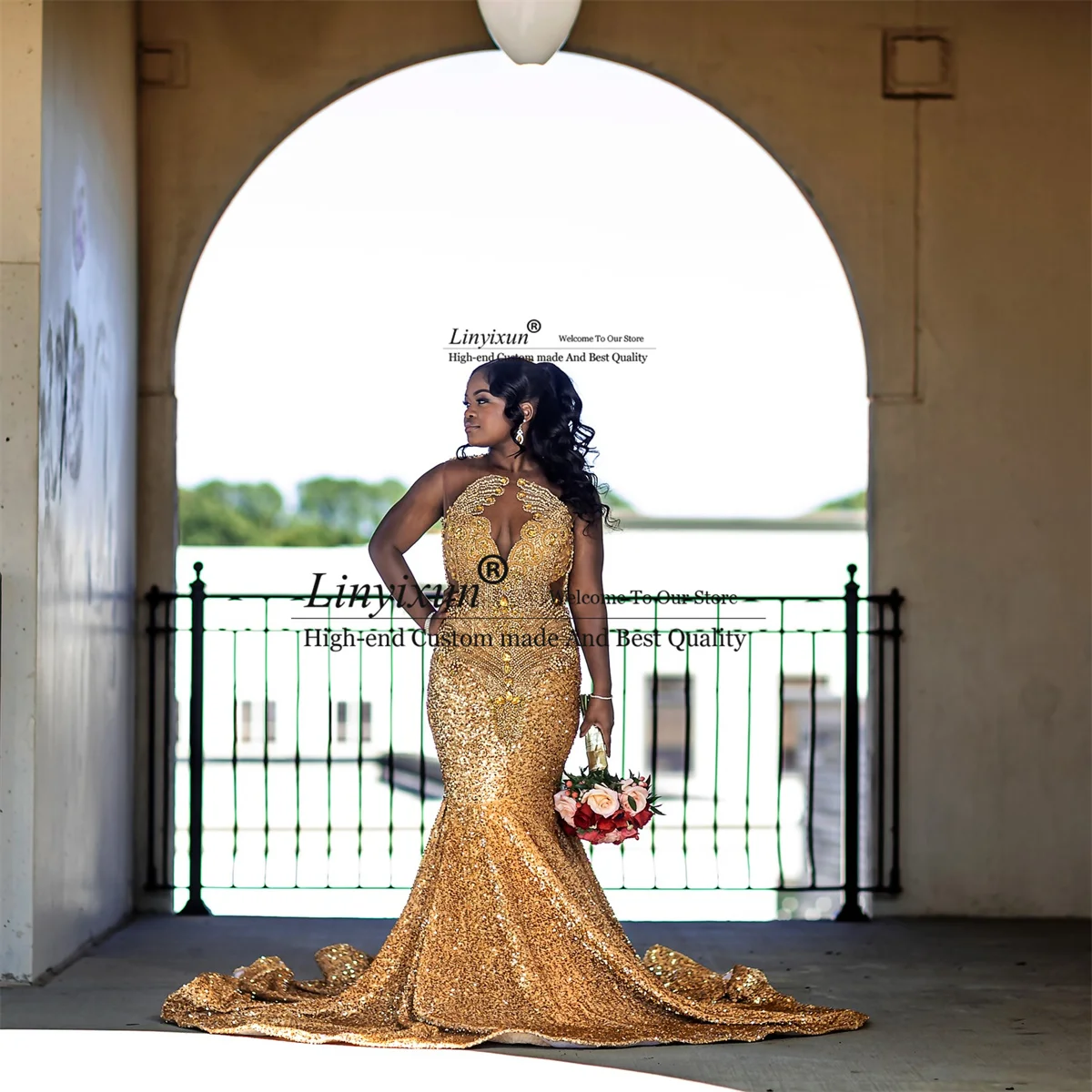 Sparkly Strass Diamanten Galajurken Voor Zwarte Meisjes Aangepaste Avondjurk Glitter Pailletten Zeemeermin Bruiloft Galajurk