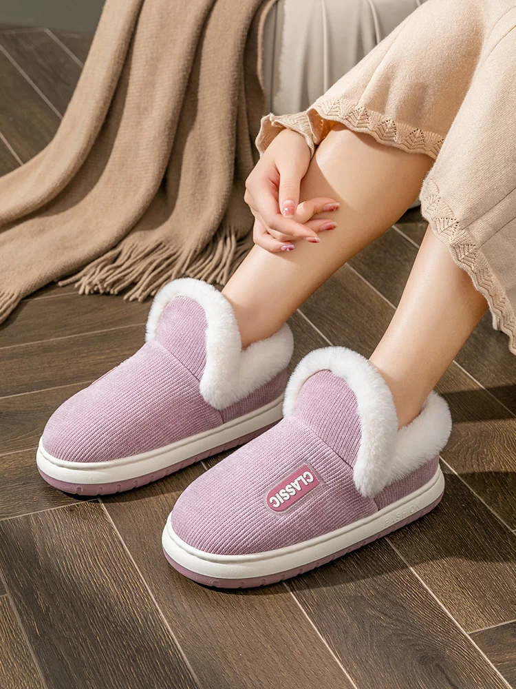 Herren-Winterhausschuhe für den Innenbereich, rutschfeste, warme, mit Plüsch gefütterte Slip-On-Stiefeletten mit Rücken für den Heimkomfort im Freien – Detail 9