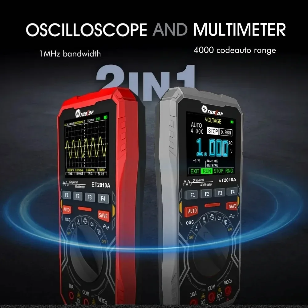 

ET2010A 2.5MSps 1MHz Digital Oscilloscope Multimeter 2 in 1 High-precision Laboratory Oscilloscope Electrical Repair Multimeter