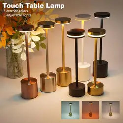 LED Rechargeable Classic Table Lamp 3-colors Infinitely Dimmable Wireless Touch Control Home Decoration Bedroom Creative Lamp
