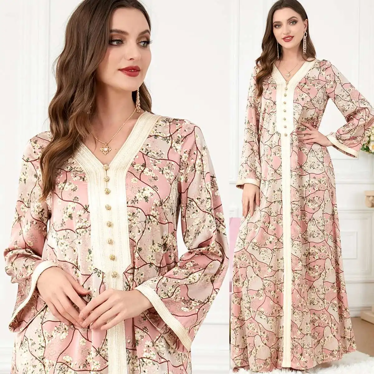3220muslim Gown for Women in Autumn Maxi Butterfly Musulman 2025 Muslim Long Dress Robe Abaya Ramadan Dubai Luxury Islam Elegant