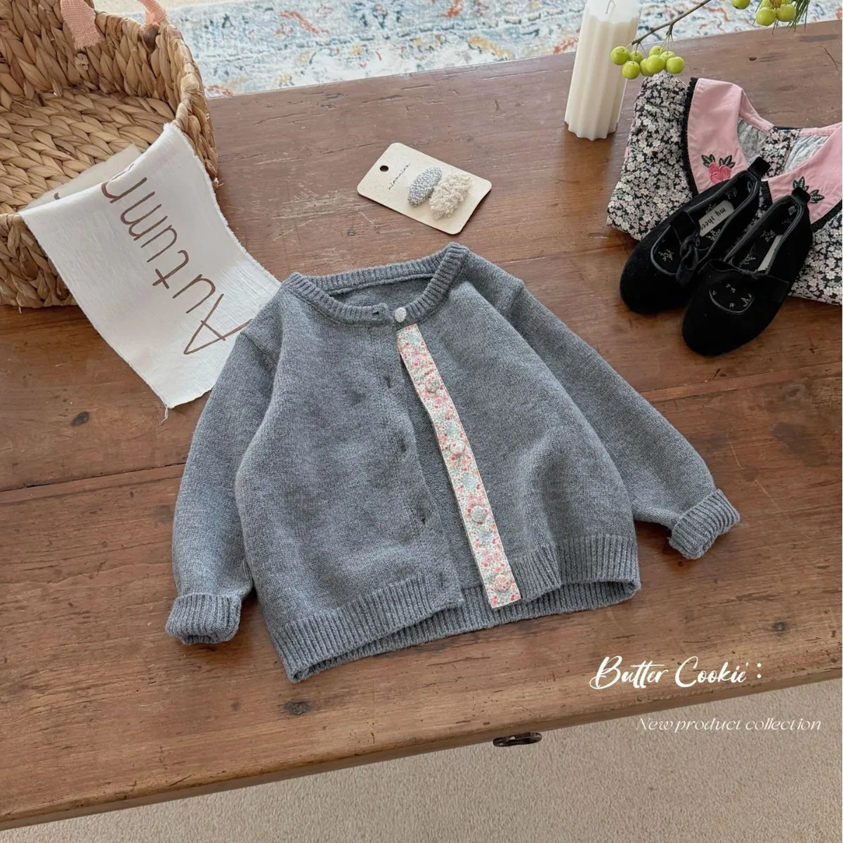 Girls Sweater 2026 Spring and Autumn New Childrens Clothing Korean Style Girl Baby Foreign Tie-color Floral Sweater Cardigan