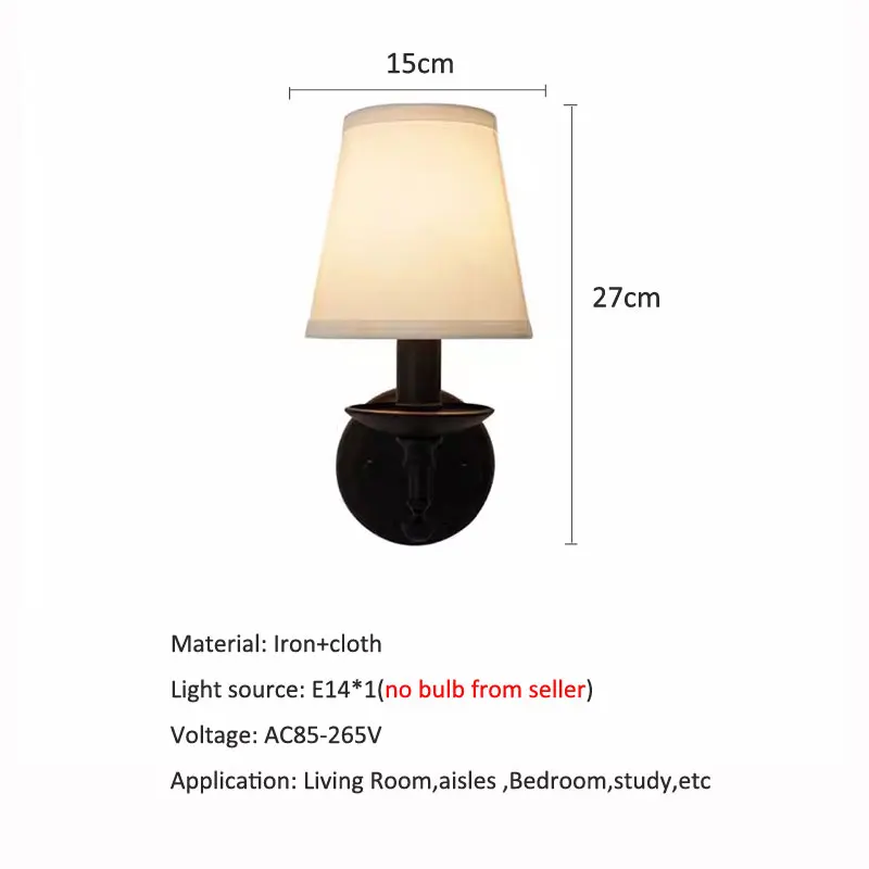 American Retro Iron Wall Light European Living Room Bedroom Headboard Cloth Cover Wall Lamp Minimalist Mirror Headlight