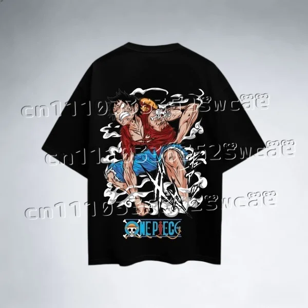 

FamilyMatching 2026 Bandai Anime "One Piece" Series T-shirt Cool Street Summer Style Loose Fitting Men and Women Adult Top New