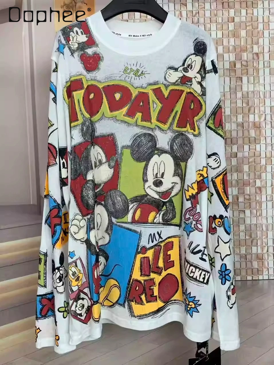 

Trendy Brand Spring and Summer Cartoon Fashion Loose Thin Long-sleeved T-shirt Top Bottoming Shirt Women Graphic T Shirts