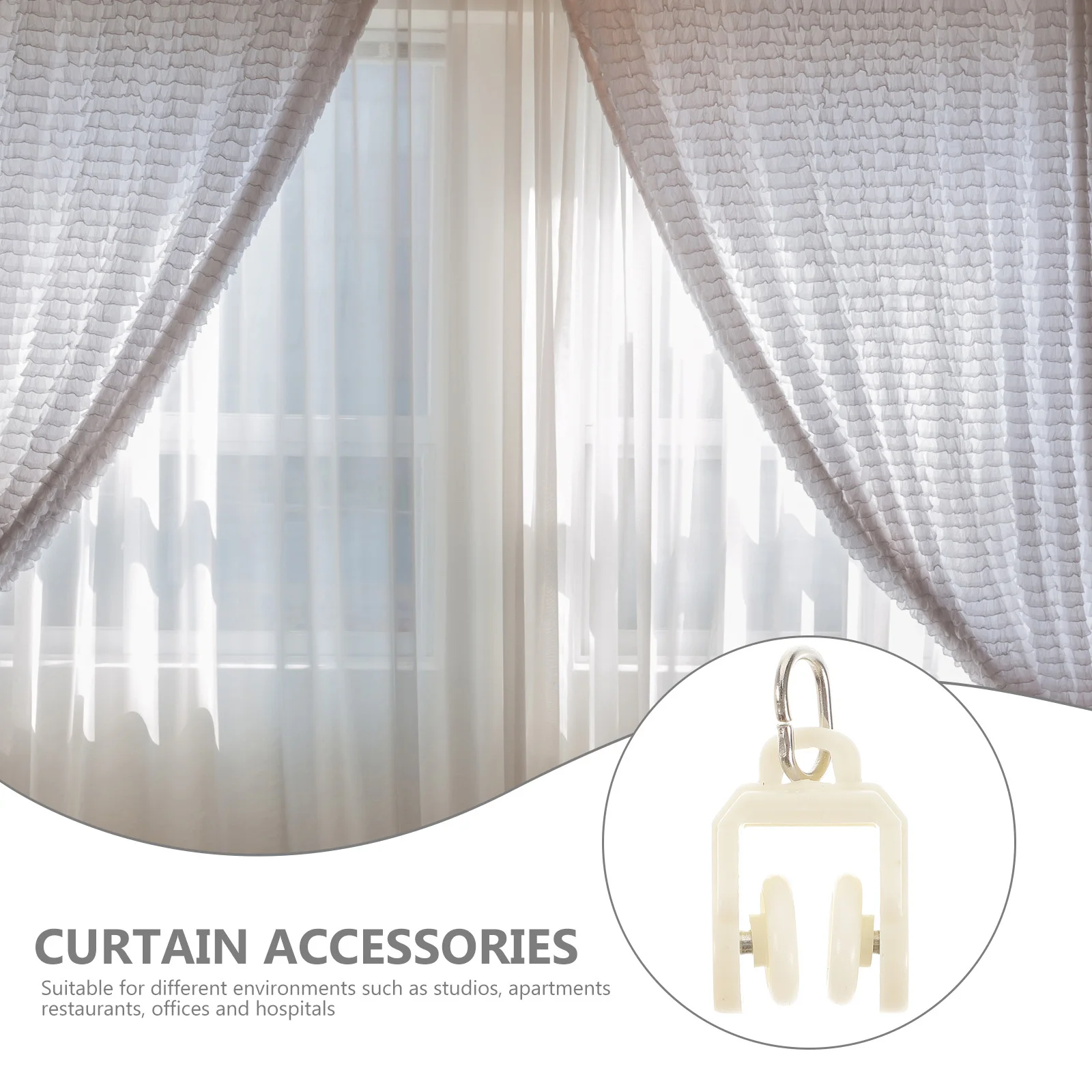 

50 Pcs Gliders Stainless Steel Pulley Track Curtain System Shower White Alloy Wheel