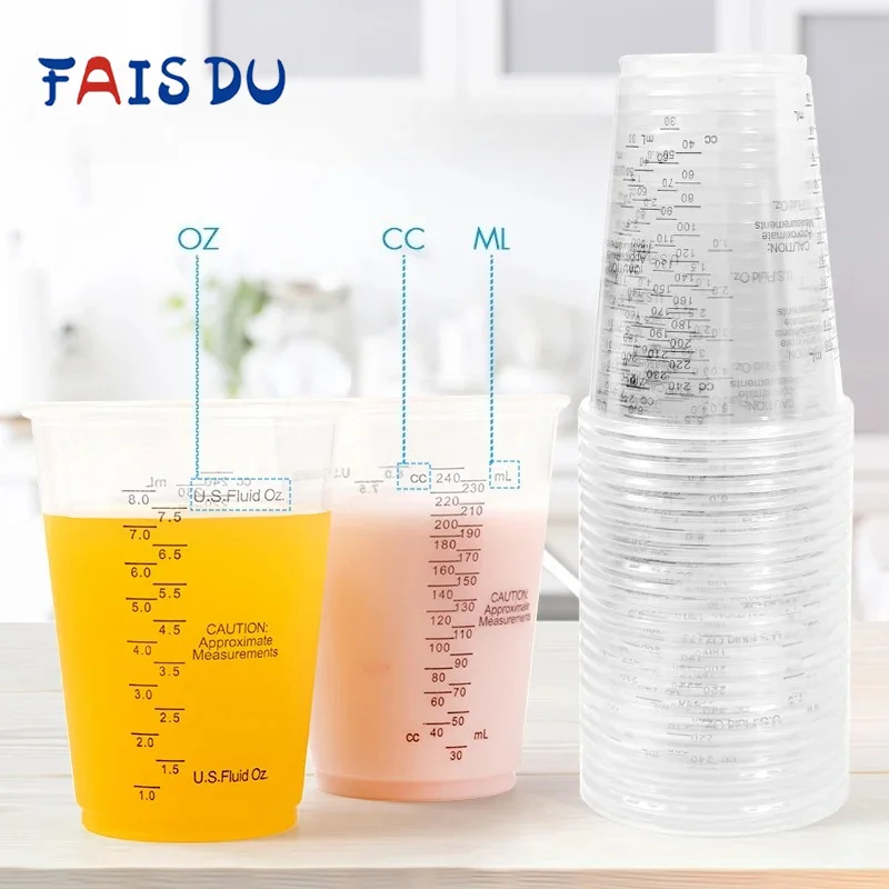 

Disposable Plastic Measuring Cups for Resin, Paint Mixing Cup Plastic Epoxy Resin Mixing Cups for Baking, Mixing Paint, Pigments