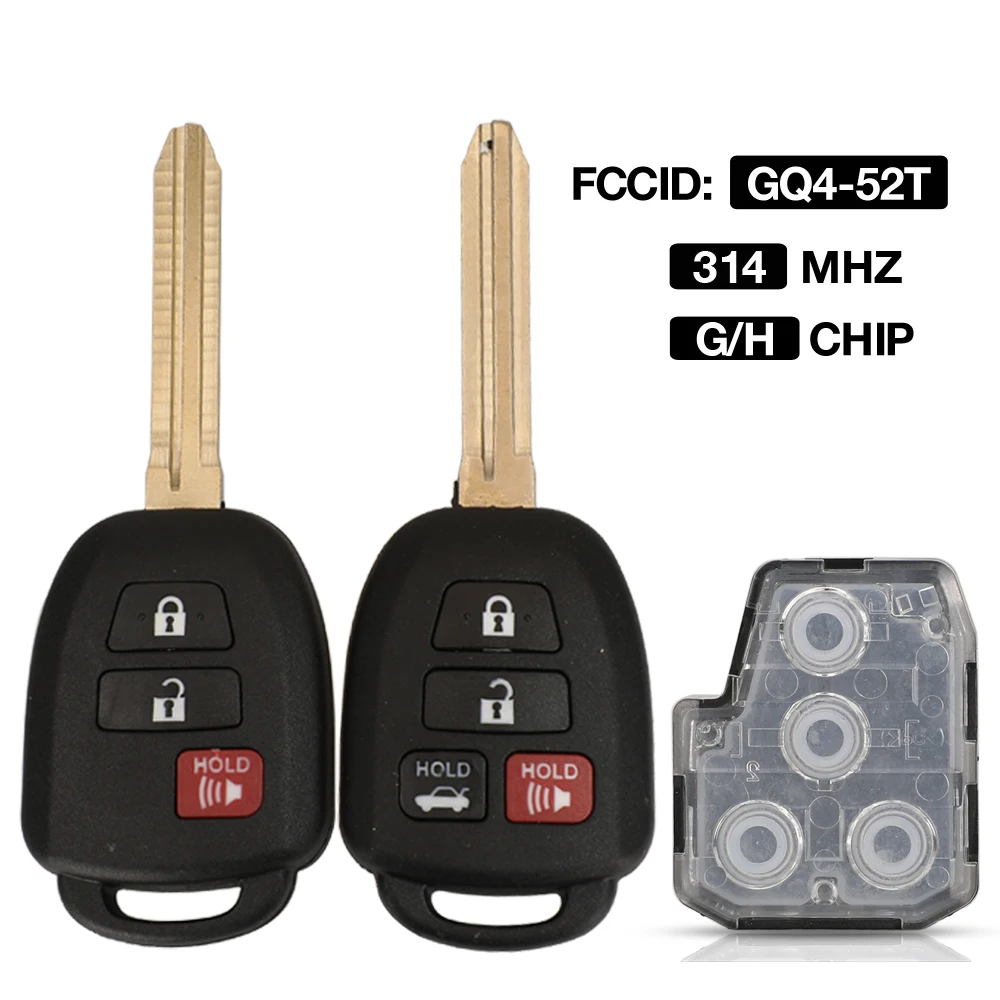 jingyuqin 2/3/4 Buttons GQ4-52T Remote Control Car Key Fob 314MHZ With H / G Chip For Toyota RAV4 Highlander 2013 -2017