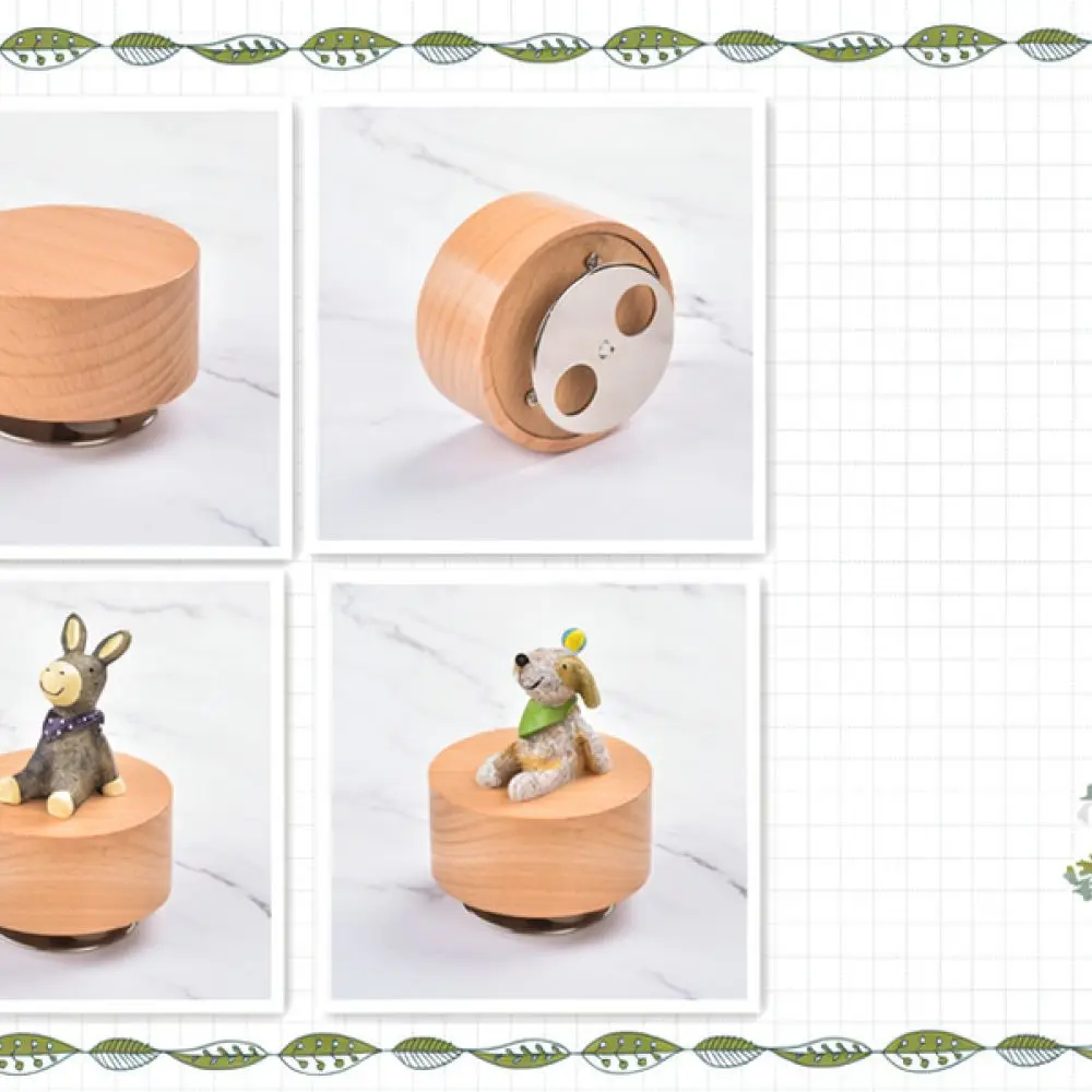 Beech Wood Music Box Rotating Stand For Collectible Figures Creative Desk Decor Unique Gift For Friends Family