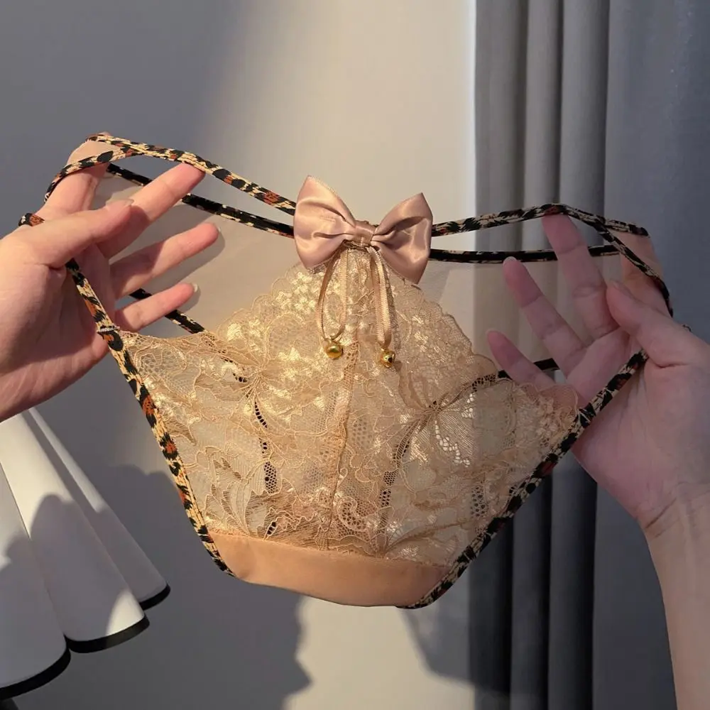 

Leopard Print Ladies Lace Flower Panties Hollow Cotton Crotch Women Mesh Briefs Intimates Mid Waist Seamless Underwear Gift