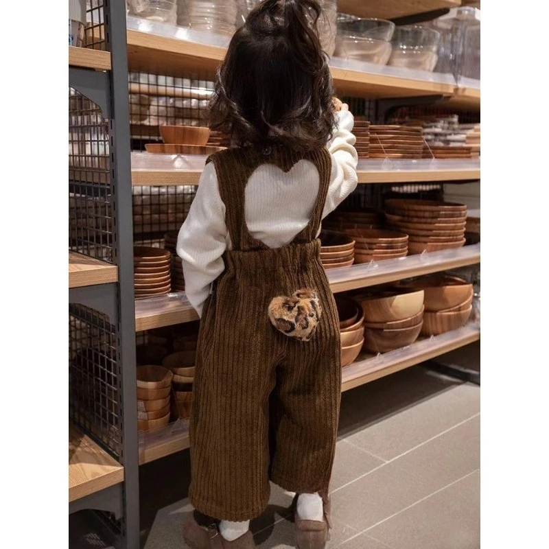 

Осенне-зимние бархатные штаны для девочек, модные вельветовые комбинезоны для малышей, комбинезон с леопардовым узором в форме сердца и хвостом для мальчиков и девочек