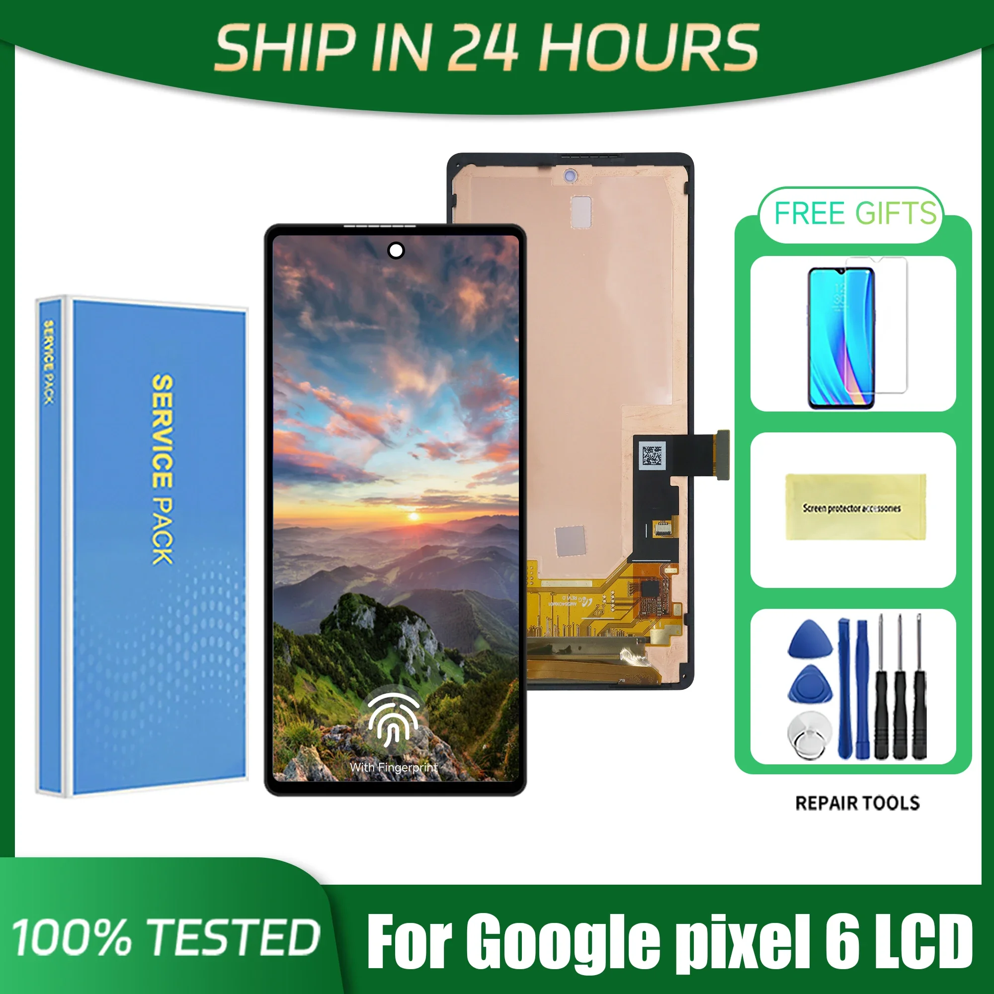 For Google Pixel 6 6.4\'\'For AMOLED Google Pixel 6 GB7N6 G9S9B16 G9S9B LCD Display Touch Screen Digitizer Assembly Replacement