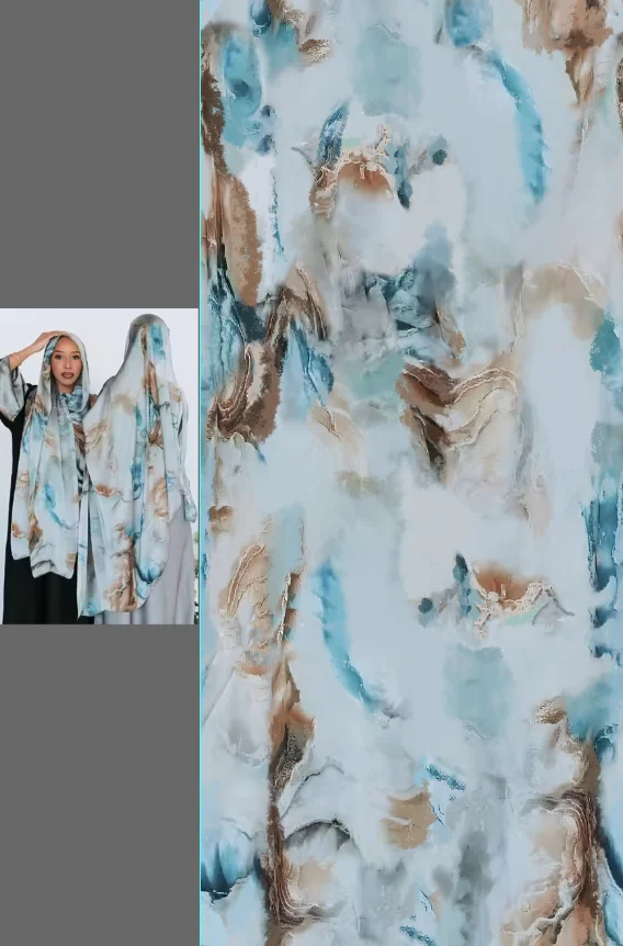 Luxo Silk Marble Water Print Xaile, Muslim Hijab, Lenços Premium, 180x85cm