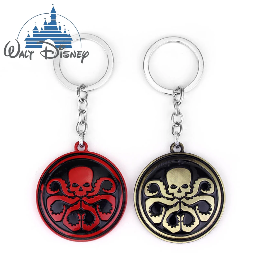 Disney Marvel HYDRA Keychain Villain Organization Red Skull Cosplay Keyring Cosplay Props Bag Fan For Man Woman Accessory Gift