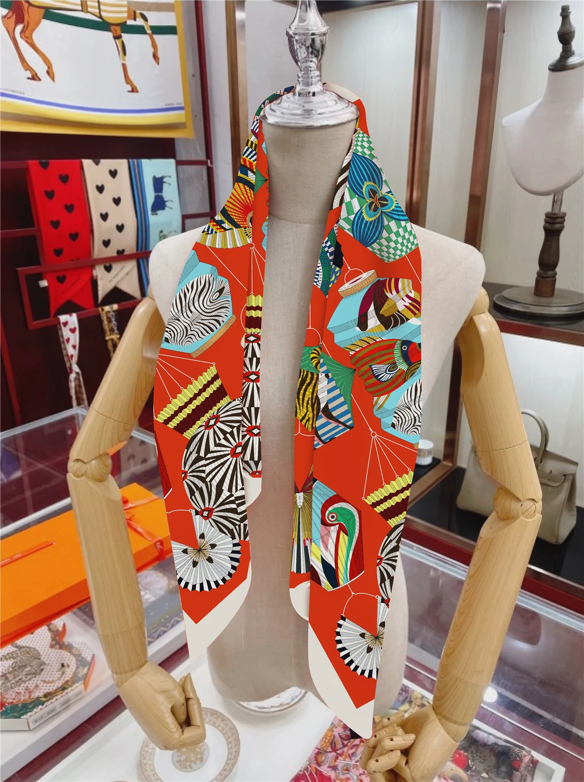 90 cm Böhmischen Stil Twill Seide Schal Schal 2024 Marke Platz Schal Frauen Hijab Luxus Bandana Foulard Halstuch Kopf schals – Detail 8