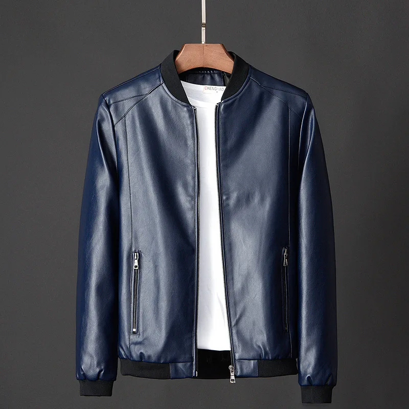 Men's Plus Size Leather Jacket, Men's Autumn Stand Up Collar Leather Jacket, Men's Trendy Leather Jacket,Coat Men Winter