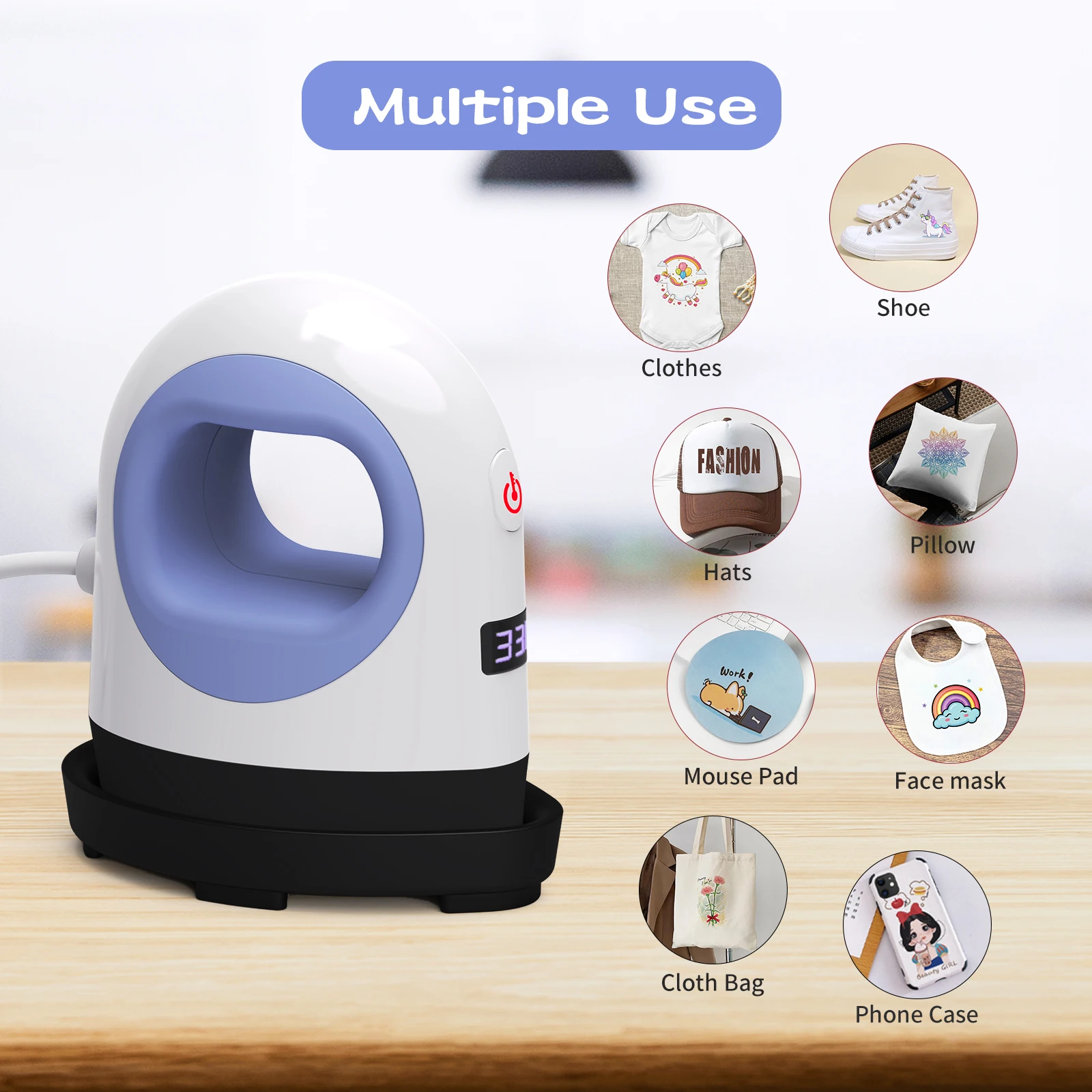 

MiniA Heat Press Mini Heat Press Machine for T Shirts, Hats, Heating Transfer Projects,14 Levels Temperature Setting